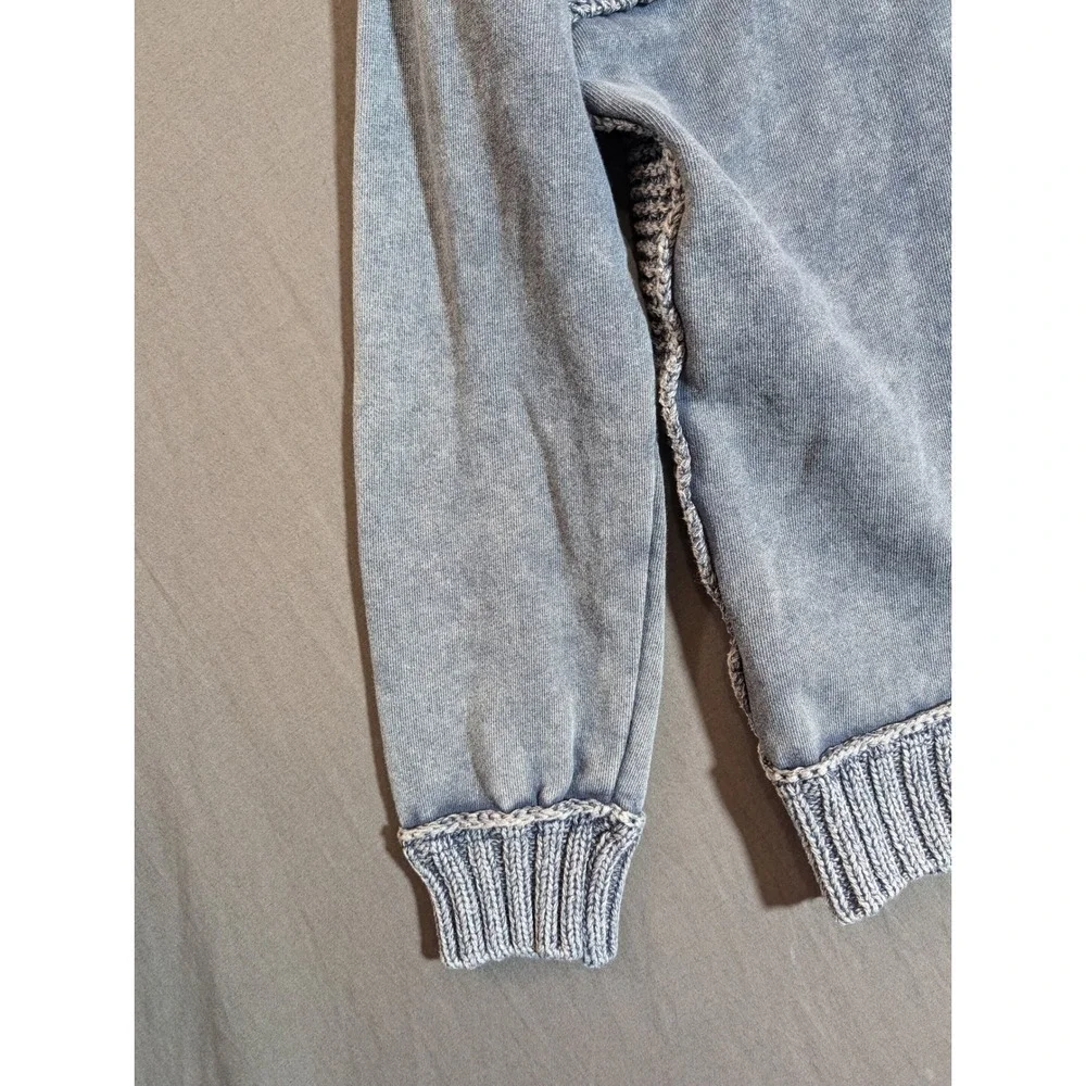 INC International Concepts Mens Blue Cable‎ Knit Hoodie Sweater Size L